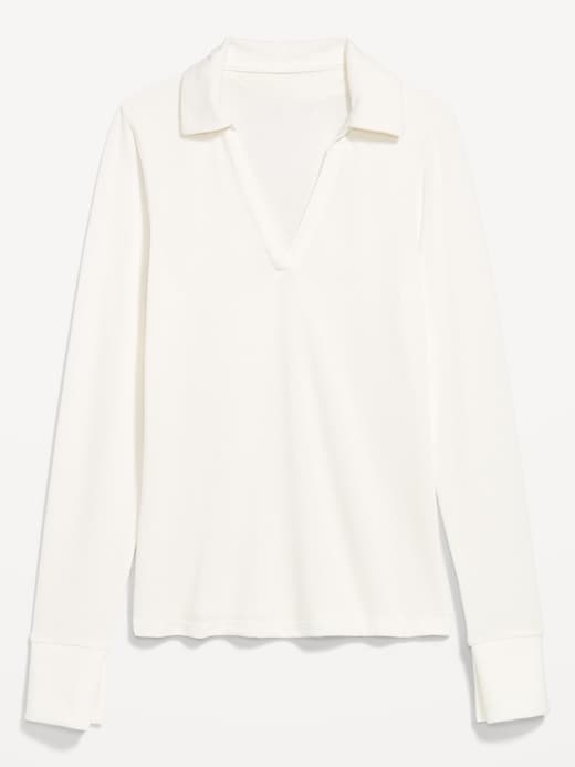 Image number 5 showing, Split-Neck Long-Sleeve Pullover Shirt