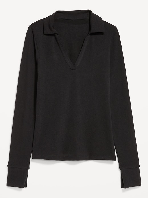 Image number 5 showing, Split-Neck Long-Sleeve Pullover Shirt