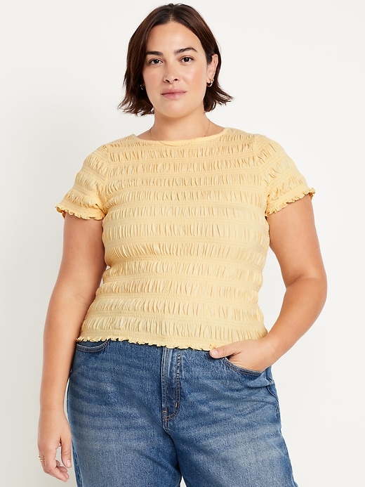 Image number 7 showing, Slit-Neck Smocked Top