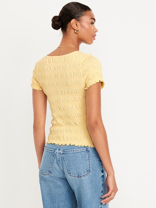 Image number 2 showing, Slit-Neck Smocked Top