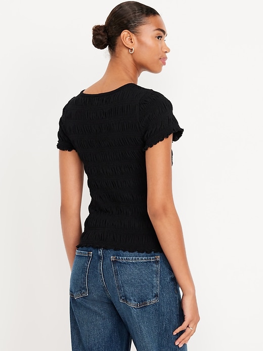 Image number 2 showing, Slit-Neck Smocked Top