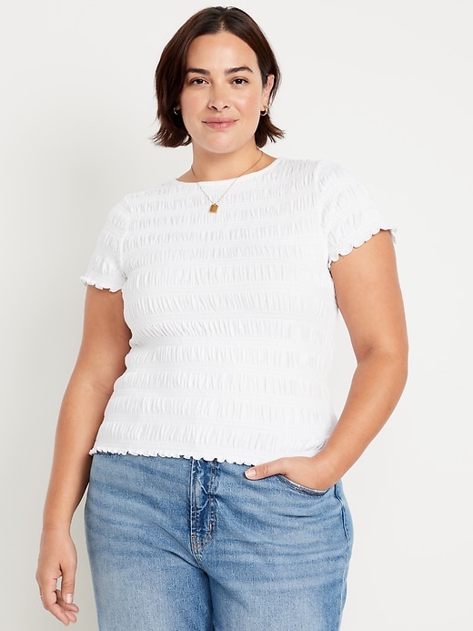 Image number 7 showing, Slit-Neck Smocked Top