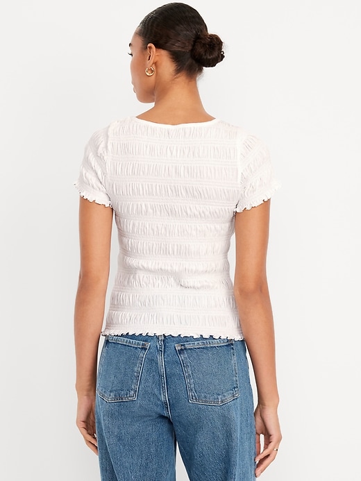 Image number 2 showing, Slit-Neck Smocked Top