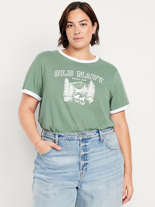 Image number 6 showing, EveryWear Crew-Neck Logo-Graphic Ringer T-Shirt