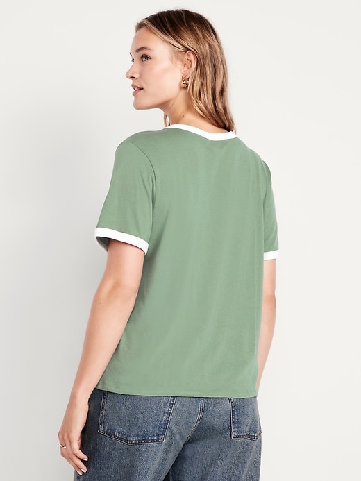 Image number 5 showing, EveryWear Crew-Neck Logo-Graphic Ringer T-Shirt