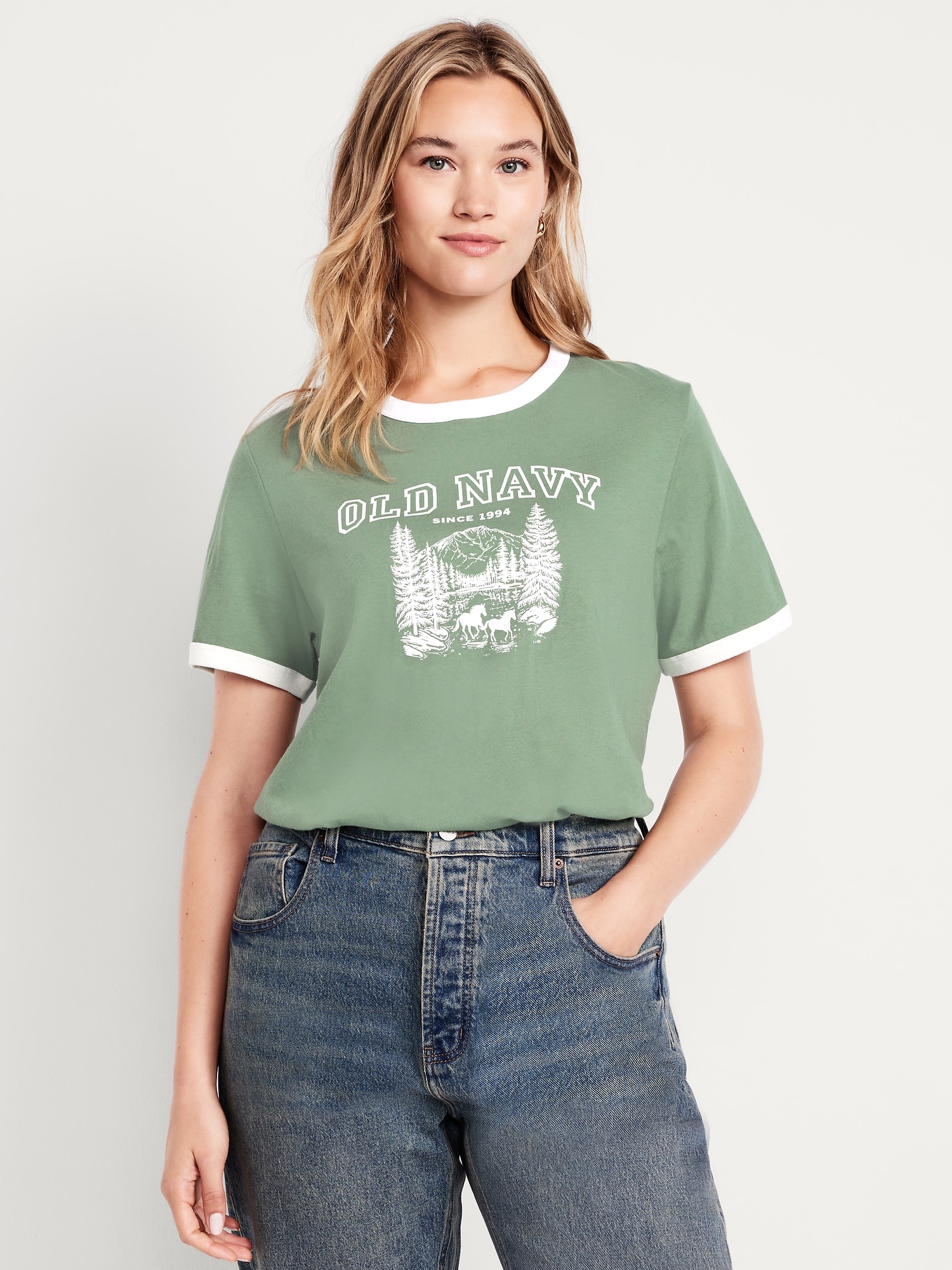 EveryWear Crew-Neck Logo-Graphic Ringer T-Shirt