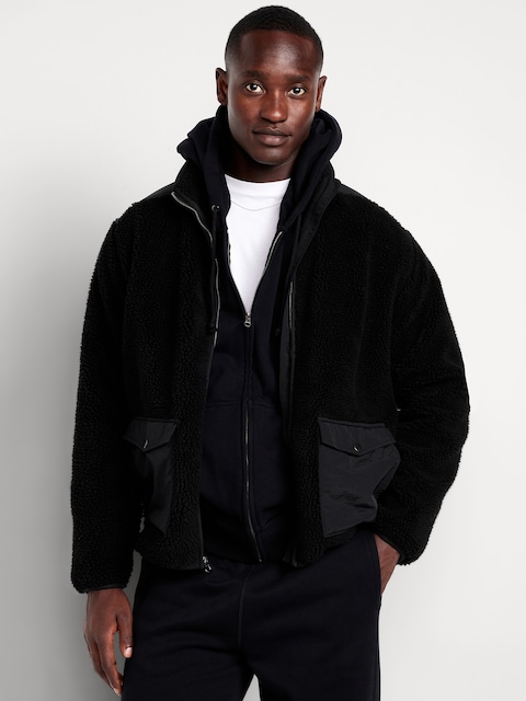Loose Utility Sherpa Jacket - Black Jack