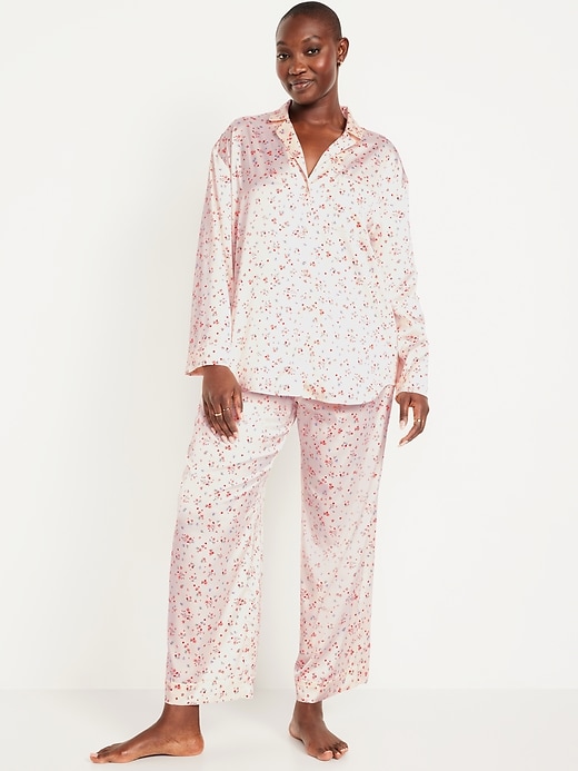 Image number 5 showing, Printed Satin Pajama Pant Set for Women