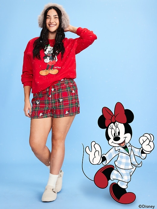 Image number 1 showing, Old Navy x Disney Mickey Mouse & Friends Printed Flannel Boxer Shorts for Women