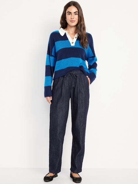 High-Waisted Billie Straight Ankle Trouser - Dark Rinse