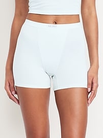 Image number 1 showing, High-Waisted Ribbed Boyshort Briefs -- 3-inch inseam