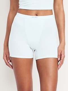High-Waisted Ribbed Boyshort Briefs -- 3-inch inseam