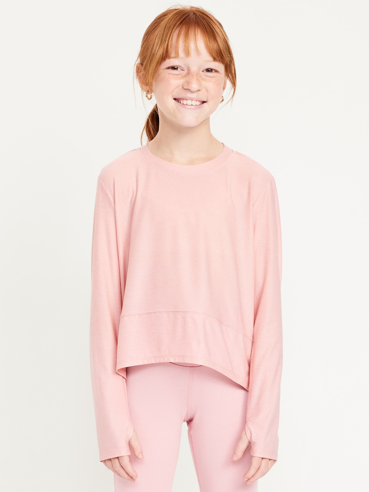 Футболка Old Navy CloudMotion Long-Sleeve Performance T-Shirt для девочек, цвет: Розовый