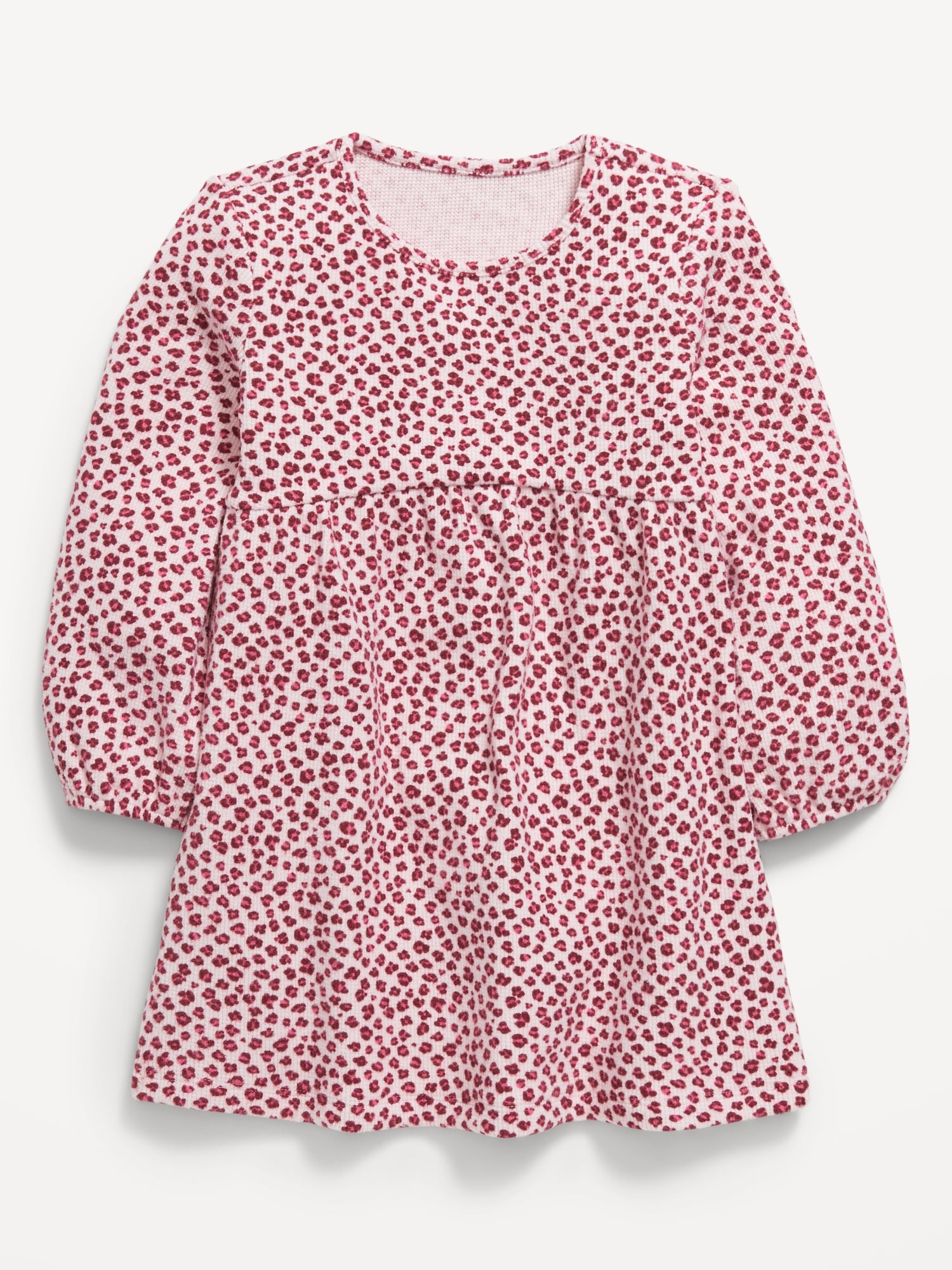 Long-Sleeve Waffle-Knit Dress for Toddler Girls