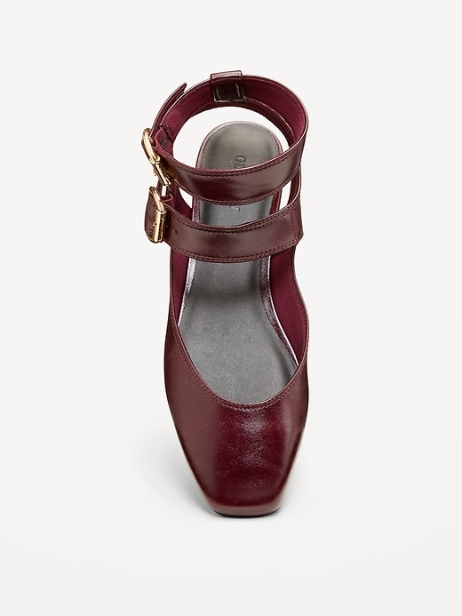 Image number 2 showing, Faux-Leather Double Ankle-Strap Flats for Women