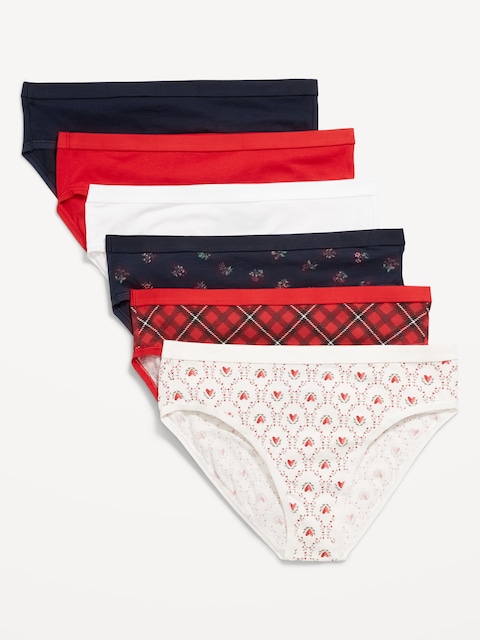 High-Waisted Everyday Cotton Underwear 6-Pack - Happy Holidays