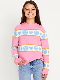 Image number 1 showing, SoSoft Printed Mock-Neck Sweater for Girls