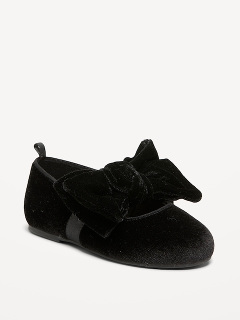 Velvet Bow Ballet Flats for Toddler Girls