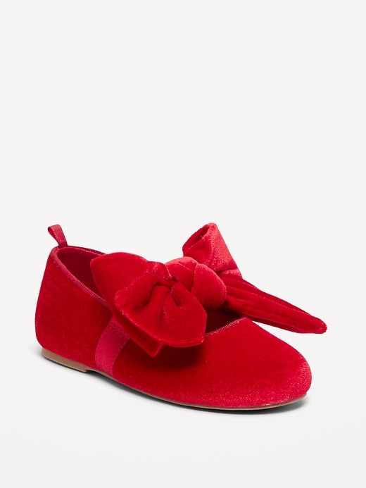 Image number 1 showing, Velvet Bow Ballet Flats for Toddler Girls
