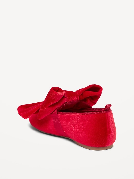 Image number 3 showing, Velvet Bow Ballet Flats for Toddler Girls