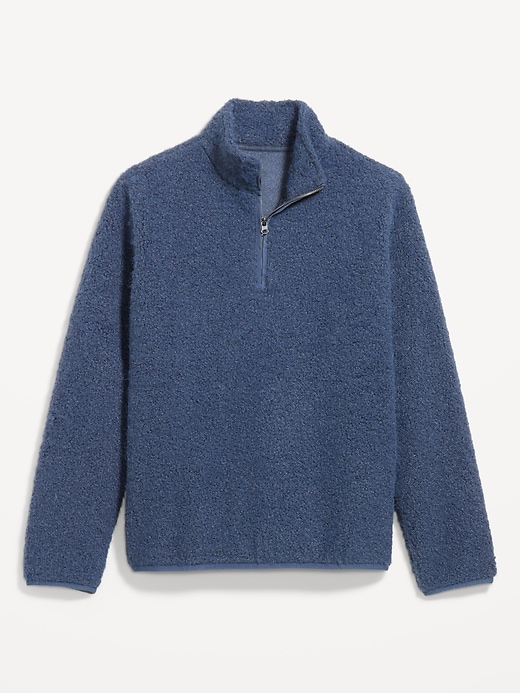 Image number 4 showing, Loose Bouclé Sherpa Quarter-Zip Pullover