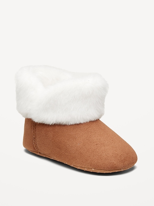 Image number 1 showing, Cozy Faux-Fur Cuffed Booties for Toddler & Baby