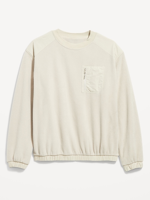 Image number 4 showing, Oversized Microfleece Utility Pocket Crew-Neck