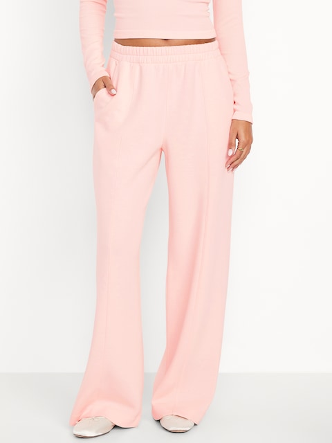 High-Waisted Bounce Fleece Wide-Leg Sweatpants