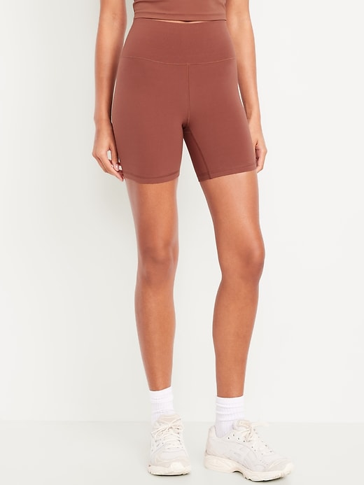 Image number 1 showing, High-Waisted StudioSmooth Biker Shorts -- 6-inch inseam