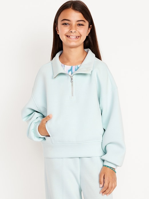 Image number 1 showing, Half-Zip Bounce Fleece Pullover Sweatshirt for Girls
