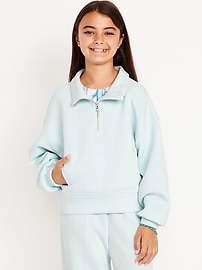 Image number 1 showing, Half-Zip Bounce Fleece Pullover Sweatshirt for Girls