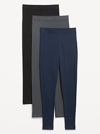 Image number 2 showing, High-Waisted Fleece-Lined Leggings 3-Pack