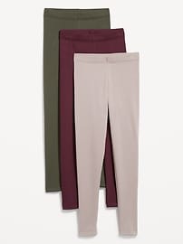 Image number 2 showing, High-Waisted Fleece-Lined Leggings 3-Pack