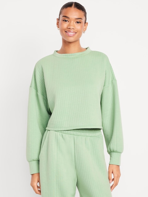 Bounce Fleece Quilted Crew-Neck Top