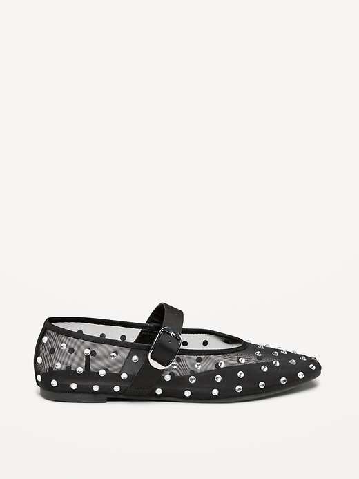 Mesh Embellished Mary Jane Ballet Flat for Women