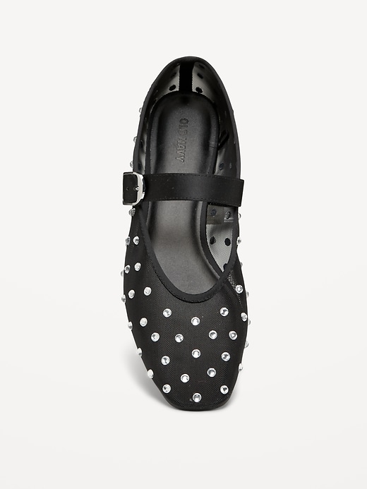 Mesh Embellished Mary Jane Ballet Flat for Women