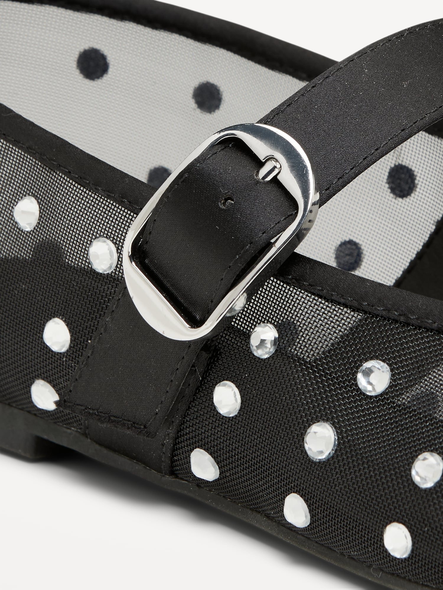 Mesh Embellished Mary Jane Ballet Flat for Women