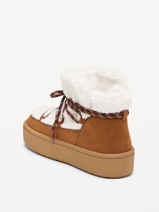 Image number 5 showing, Cozy Lace-Up Platform Booties for Women