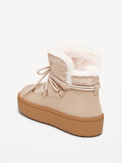 Image number 5 showing, Cozy Lace-Up Platform Booties for Women