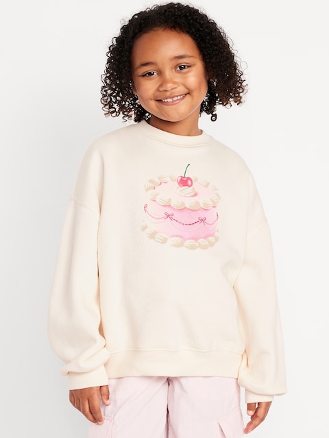 Favorite Fleece Oversized Graphic Tunic Sweatshirt for Girls - Creme De La Creme