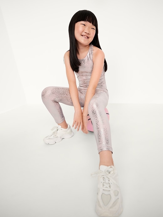 Image number 1 showing, High-Waisted PowerSoft 7/8-Length Side-Pocket Leggings for Girls