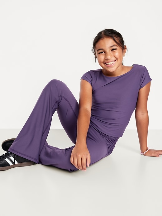 Image number 1 showing, High-Waisted PowerSoft Twist-Front Flare Leggings for Girls