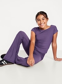 Image number 1 showing, High-Waisted PowerSoft Twist-Front Flare Leggings for Girls