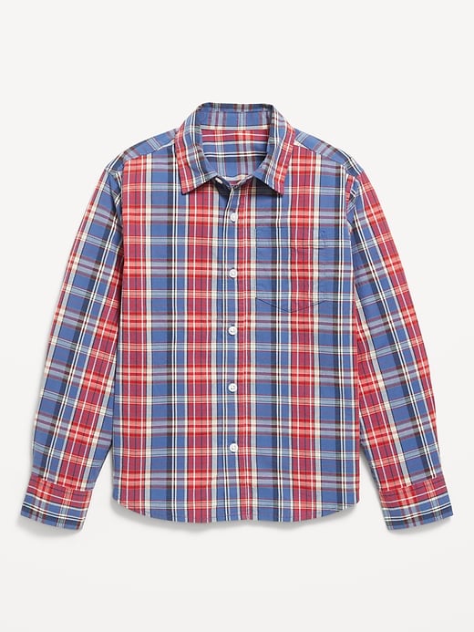 Image number 2 showing, Long-Sleeve Plaid Poplin Pocket Shirt for Boys