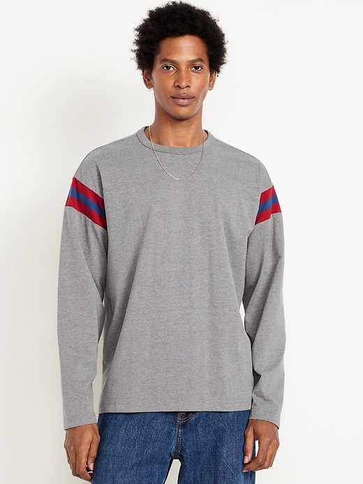Image number 1 showing, Heavyweight Long-Sleeve Football-Style T-Shirt
