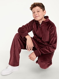 Image number 3 showing, Baggy Embossed Velour Track Pants for Boys