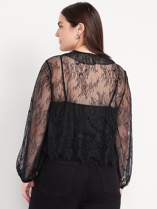 Image number 4 showing, Long-Sleeve Lace V-Neck Top