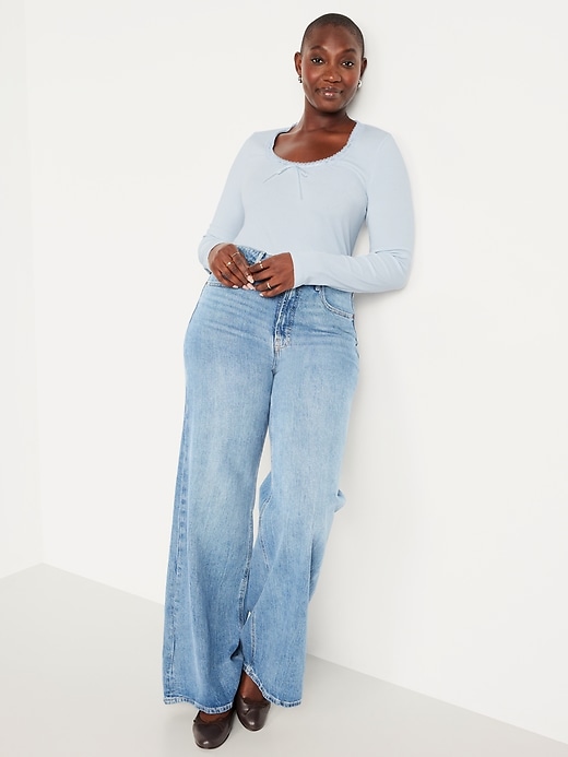 Image number 3 showing, Scoop-Neck Long-Sleeve Ribbed Top