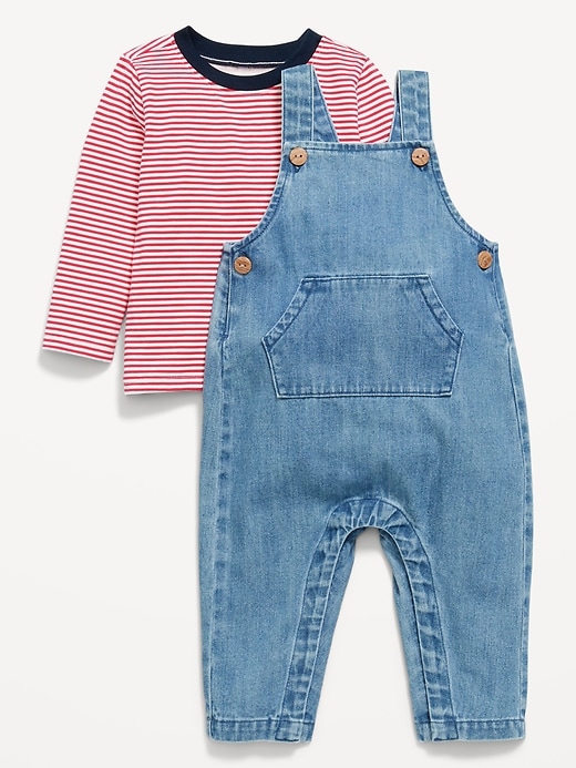 Image number 2 showing, Long-Sleeve T-Shirt and Overalls Set for Baby