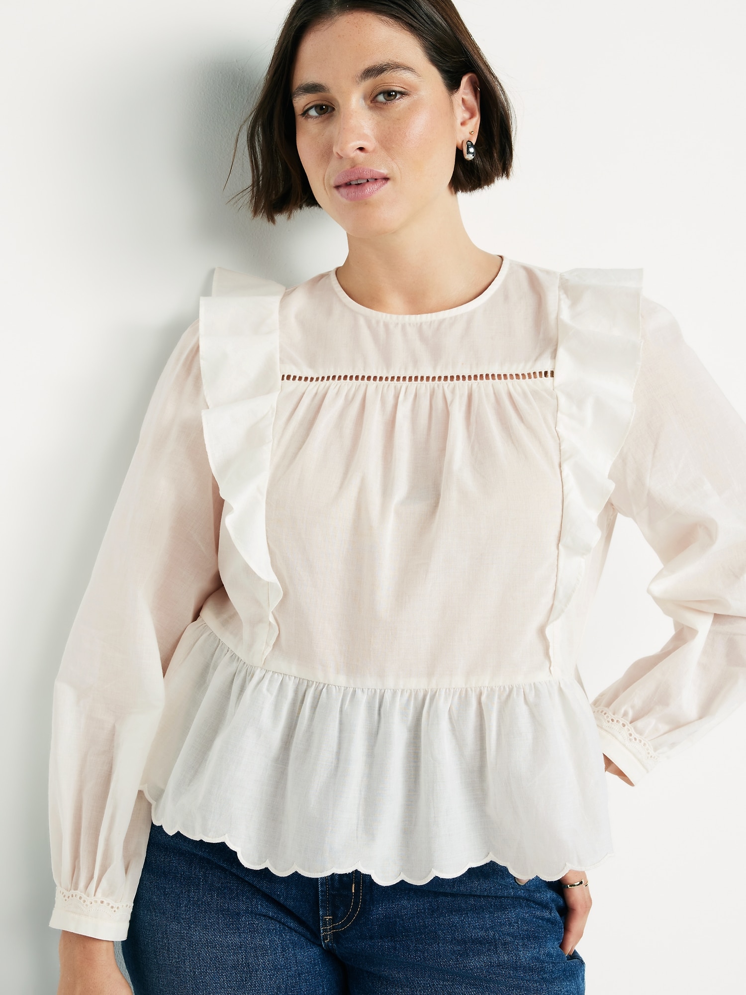 Ruffle Bib Peplum Top